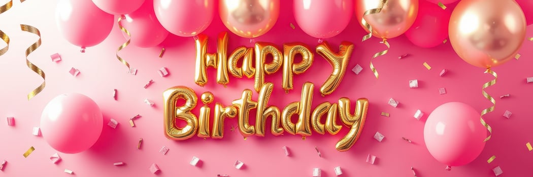 Colorful birthday celebration decorations with balloons and confetti photo