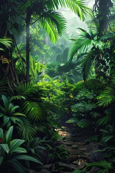 Artistic interpretation of dense jungle. photo