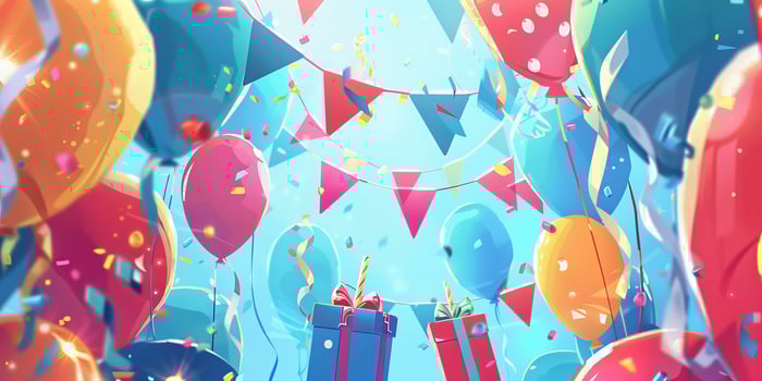 Festive illustration portraying a lively party atmosphere with balloons photo