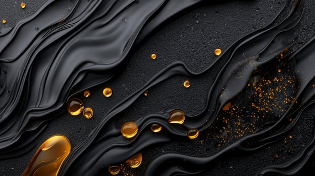 Black and gold liquid flowing over a black background photo