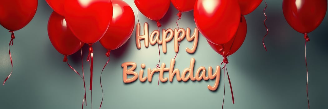 Happy birthday celebration with red balloons and cheerful decorations indoors photo