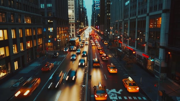 High angle shot of a road trip journey through a bustling cityscape photo