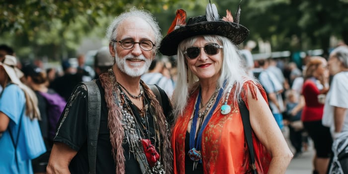Colorful Couples at a Vibrant and Exciting Festival Full of Life and Joyful Celebrations photo
