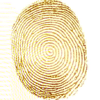 Golden Fingerprint identity. Thumbprint for crime scenes or id authentification photo