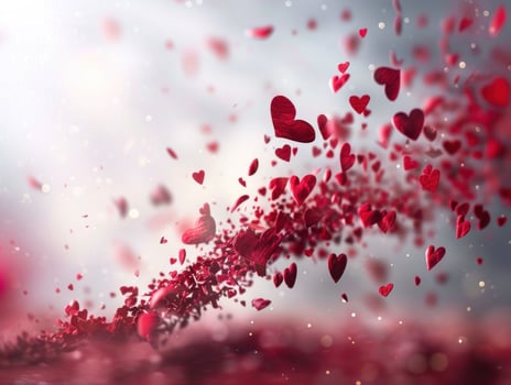 Red hearts swirling, romantic, Valentine's Day. photo