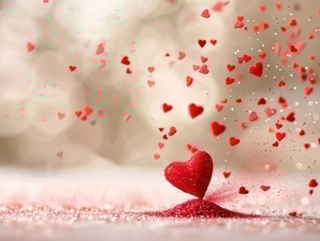 Romantic red heart with falling hearts. photo