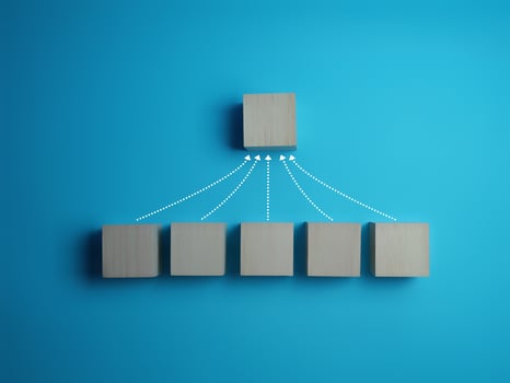 Empty wooden block with arrow pointing to the same point photo