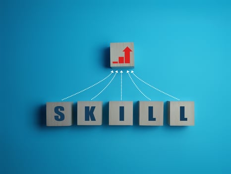 Skills grow, progress graph, accumulate experience to increase skills. business concept photo