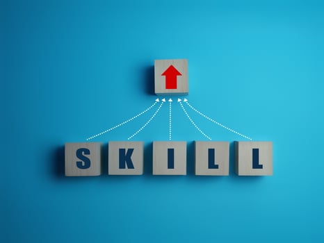 Increase skills, growth arrow with new skills. business concept photo