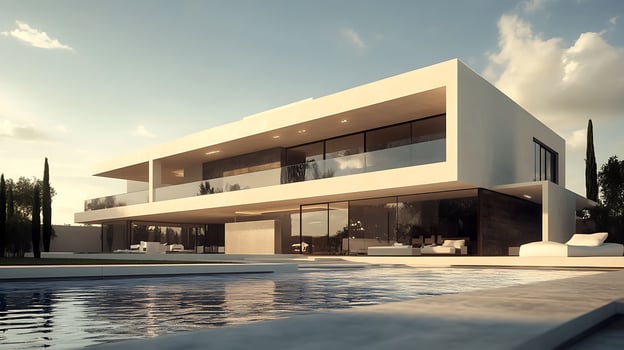 High-resolution photo showcasing a stunning luxurious modern house design
