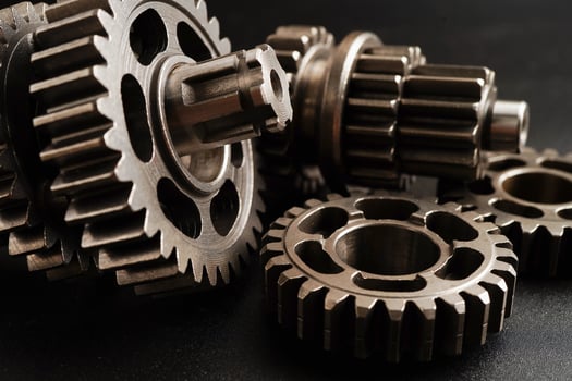 Metal gear wheel engine car and bike, mechanic industry. photo