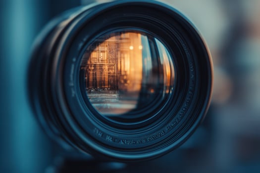 A close up of a camera lens photo