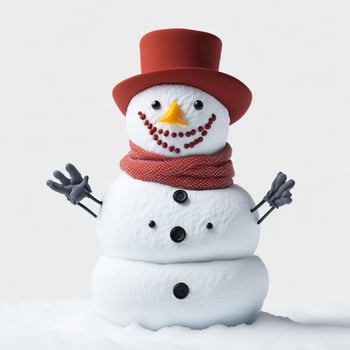 Snowman isolated on White Background, Studio photo