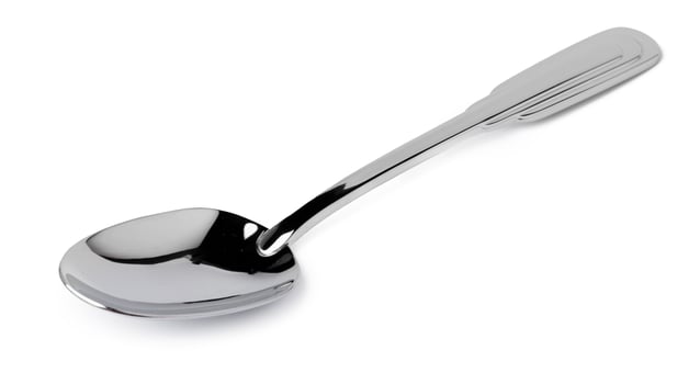 Metal steel spoon isolated on white background photo