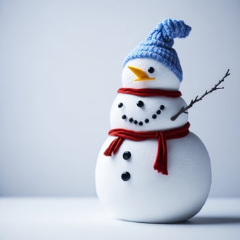 Snowman isolated on White Background, Studio photo
