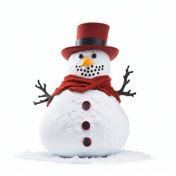Snowman isolated on White Background, Studio photo