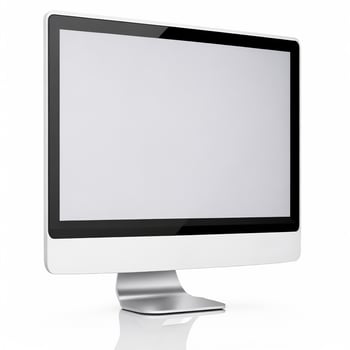 Computer display with blank white screen at the desk photo