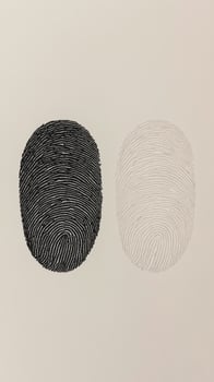Unique fingerprint designs showcasing contrast between dark and light tones on a textured background photo
