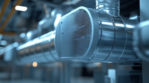 Industrial air conditioning system with pipes and vents photo