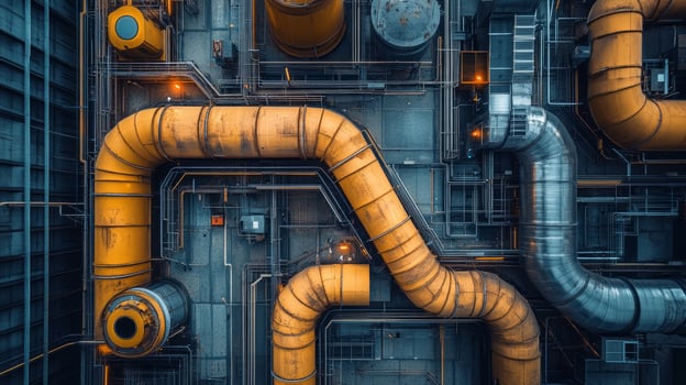 Industrial pipes and pipes in a factory photo