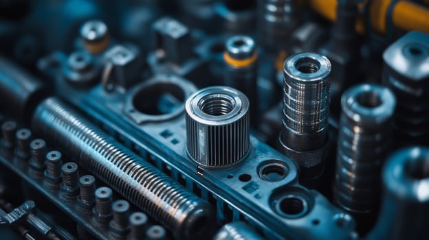 Close-up of intricate mechanical components showcasing precision engineering and design. photo