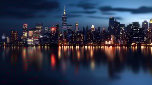 New york city skyline at night photo