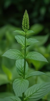 Green plant with a spiky flower in a lush environment photo