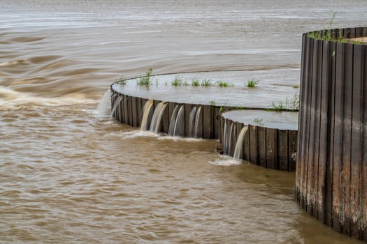 rapid and shore of Mississippi River at Chain of Rocks above St Louis photo
