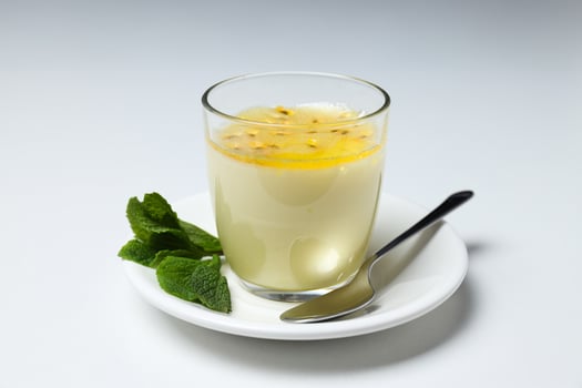 Passion fruit mousse, concept of tasty dessert photo