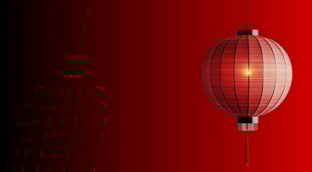 Chinese New Year, Chinese lantern with space for text, created with technology. photo