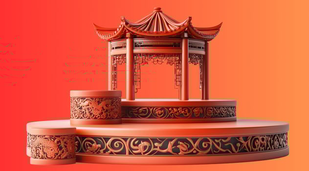 Chinese New Year, interior with podium, created with technology. photo
