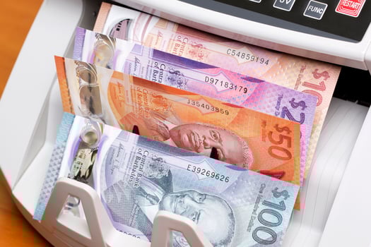 Barbadian dollar in the counting machine photo