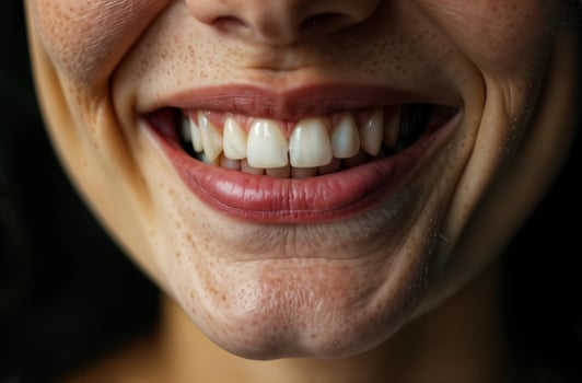 Large portrait young smile beautiful woman, female toothy smile photo
