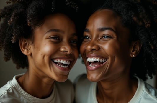 Large portrait of young smiling beautiful woman, female photo