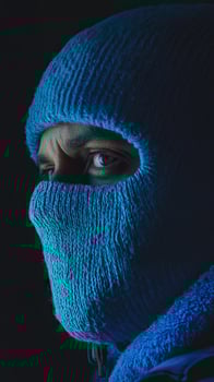 Mysterious Figure in a Deep Blue Mask photo