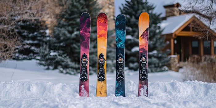 Vibrant Ski Set in a Snowy Mountain Landscape photo