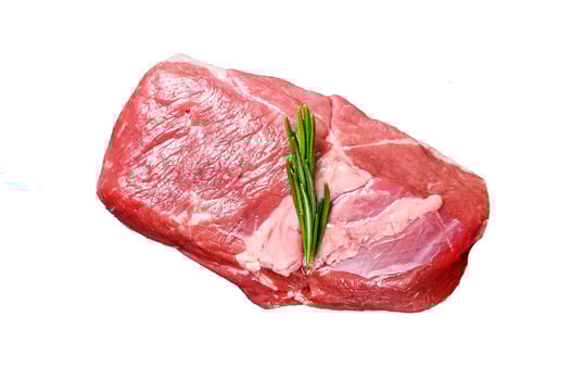 Raw lamb meat steak Isolated on white background, top view. photo