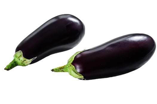Raw purple eggplant. Organic vegetables. Isolated on white background. photo
