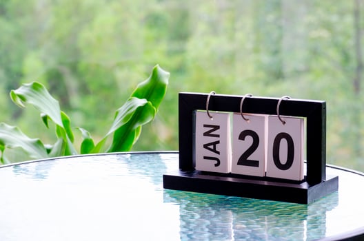 20 January calendar table with blurred nature background. With customizable space for text or ideas photo