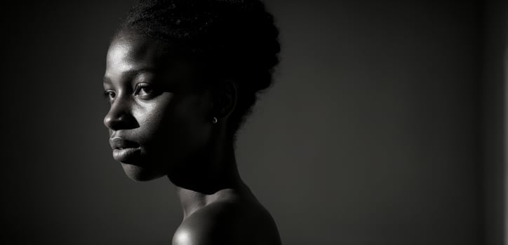 A black and white photo of a woman