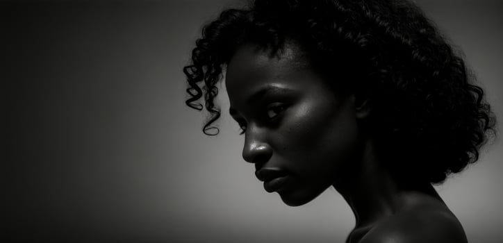 Black and white portrait of a beautiful young woman photo