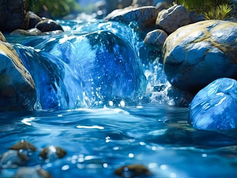 Beautiful stream painting. Nature landscape with a flowing water. photo