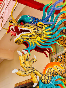 Dragon statue,dragon symbol,dragon Chinese is a beautiful Thai and Chinese architecture of shrine, temple.Symbol of good luck and prosperity during the Chinese New Year celebrations. photo