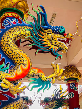 Dragon statue,dragon symbol,dragon Chinese is a beautiful Thai and Chinese architecture of shrine, temple.Symbol of good luck and prosperity during the Chinese New Year celebrations. photo