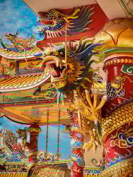 Dragon statue,dragon symbol,dragon Chinese is a beautiful Thai and Chinese architecture of shrine, temple.Symbol of good luck and prosperity during the Chinese New Year celebrations. photo