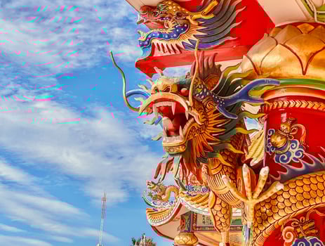 Dragon statue,dragon symbol,dragon Chinese is a beautiful Thai and Chinese architecture of shrine, temple.Symbol of good luck and prosperity during the Chinese New Year celebrations. photo