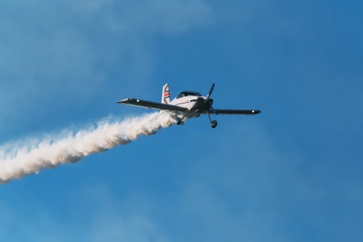 Stunt aerobatic plane performing stunts in air photo