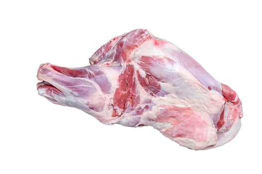 Raw lamb shoulder meat. Isolated on white background. photo