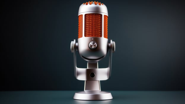 Retro style microphone on dark background photo