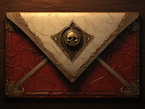 Mysterious Skull Emblem on Ornate Marble Background photo